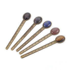 Tibetan Style Alloy Ruler/Bookmarks, with Natural Mixed Gemstone Beads