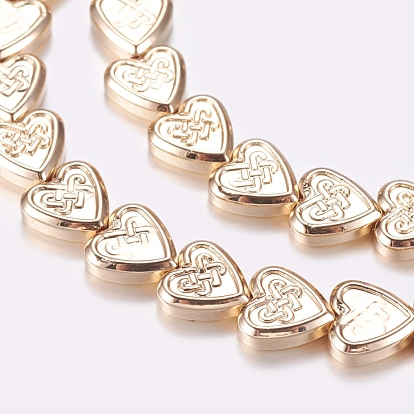 Non-magnétiques perles d'hématite synthétique brins, coeur avec noeud chinois