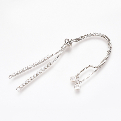Bracelet en laiton ajustable micro pavé de zircone cubique, fabrication de bracelets coulissants