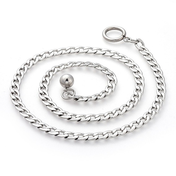 304 Stainless Steel Curb Chain Necklaces, with Toggle Clasps