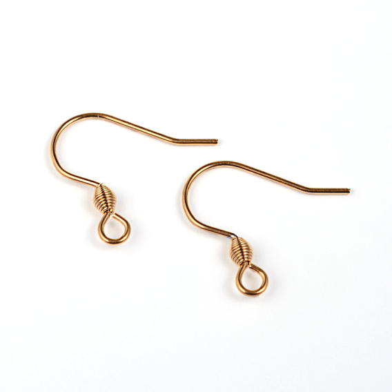 304 Stainless Steel Earring Hook Findings, Ear Wire, with Horizontal Loop, 18x16x0.8mm, 20 Gauge, Hole: 2.5mm