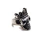 Steam Punk Style Titanium Steel Skull King Finger Rings, Skull with Crown Ring, Biker Ring for Men