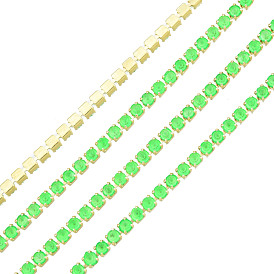 Brass Rhinestone Strass Chains, Rhinestone Cup Chain, Imitate Luminous Style, Raw(Unplated)