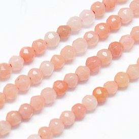 Naturelles rose aventurine perles brins, ronde, facette, peachpuff, 2mm, Trou: 0.5mm