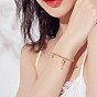 Bracelets à breloques en acier titane Shegrace, avec perles rondes et chaînes câblées, gourde et plat rond avec caractère chinois fu