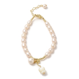 Bracelet à breloques fleur de coquillage naturel, avec perle perlée