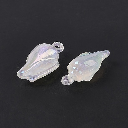 UV Plating Acrylic Pendants, with Glitter Powder, AB Color, Conch Charm