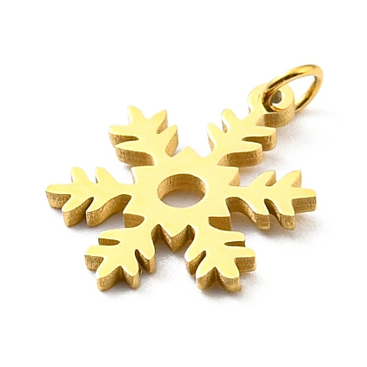 304 Stainless Steel Charms, Laser Cut, with Jump Ring, Snowflake Charm