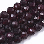Natural Garnet Beads Strands, Round, Faceted