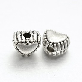 Tibetan Style Alloy Heart Beads, Cadmium Free & Lead Free, 5x6x4mm, Hole: 1mm, about 2222pcs/1000g