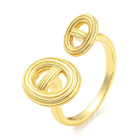 Rack Plating Brass Hollow Oval Open Cuff Rings, Long-Lasting Plated, Lead Free & Cadmium Free