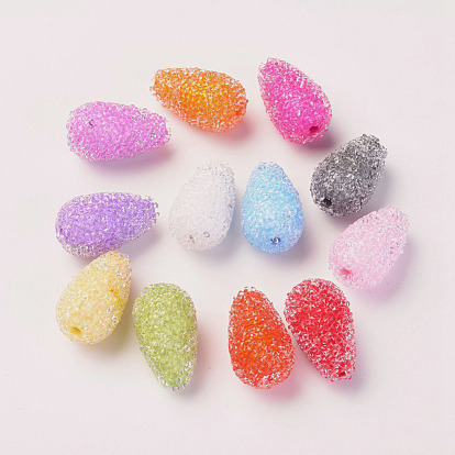 Resin Beads, with Crystal Rhinestone, Imitation Candy Food Style, Teardrop