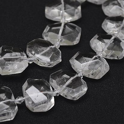 Naturelles cristal de quartz brins de perles, cristal de roche, facette, ovale