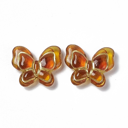 Golden Metal Enlaced Acrylic Beads, Butterfly