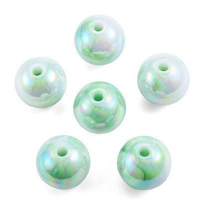Two Tone Opaque Acrylic Beads, AB Color Plated, Round
