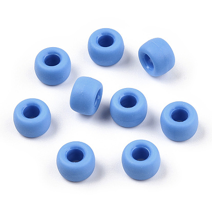 Opaque Plastic Beads, Frosted, Barrel