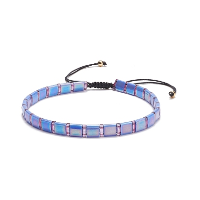 Bracelet en perles de rocaille japonaises tressées rectangle, bracelet réglable pour femme