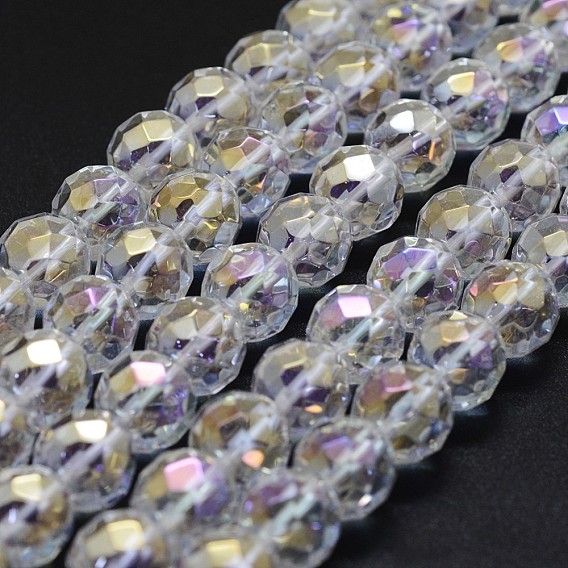 Electrolíticos de cuarzo natural de cristal hebras, color de ab chapado, facetados, rondo