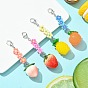 Fruit Resin Pendant Decoration, Zinc Alloy Lobster Claw Clasps and Flower Polymer Clay Beads Charm