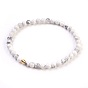 Gemstone Stretch Bracelets, with 925 Sterling Silver Spacer Beads, Round