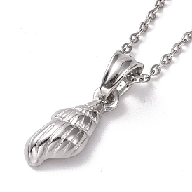 304 Stainless Steel Conch Shape Pendant Necklace for Women