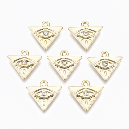 Colgantes de la aleación, con diamantes de imitación de cristal, sin cadmio y níque y plomo, triángulo con el ojo