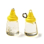 Transparent Resin Pendants, Milk Bottle Charms, with Platinum Tone Zinc Alloy Loops
