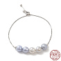 925 Sterling Silver Slider Bracelets, with Dyed Natural Agate Round Beaded, with S925 Stamp
