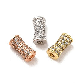 Rack Plating Brass Micro Pave Cubic Zirconia Beads, Long-Lasting Plated, Cadmium Free & Lead Free, Column