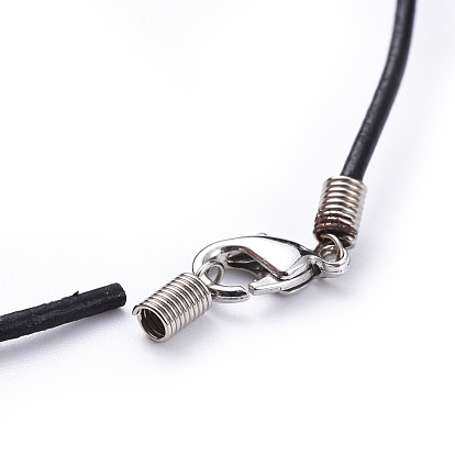 Création de collier, imitation de collier en cuir cordon , noir, épaisseur de 1.5mm, 17.5 pouce de long