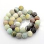 Natural Frosted Flower Amazonite Round Beads