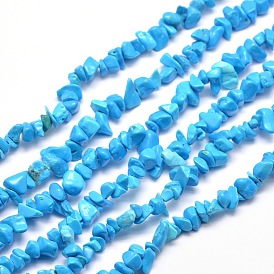 Synthetic Turquoise Chip Bead Strands, Dyed, 5~8x5~8mm, Hole: 1mm, about 31.5 inch