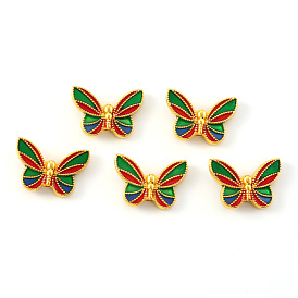 Alloy Enamel Beads, Cadmium Free & Lead Free, Butterfly, Colorful