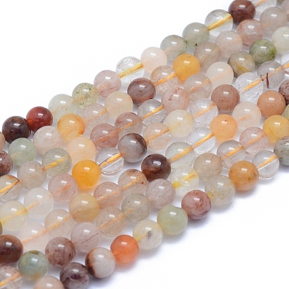 Natural Rutilated Quartz Beads Strands, Round
