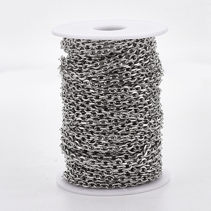 304 chaînes de câbles en acier inoxydable, chaînes de coupe de diamant, non soudée, facette, avec bobine, ovale