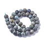 Natural African Turquoise(Jasper) Beads Strands, Frosted, Round