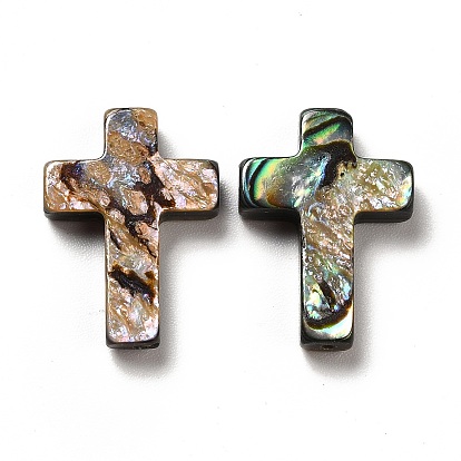 Perles de coquillage paua naturel, croix religieuse