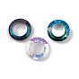 Electroplate Glass Linking Rings, Crystal Cosmic Ring, Prism Ring, Faceted, Round Ring