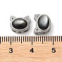 Forme de chat plaqué rhodium 925 perles en argent sterling, avec coquille naturelle, plaqué longue durée, avec cachet s