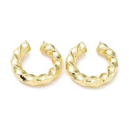 Rack Plating Brass Twist Rope Cuff Earrings for Women, Long-Lasting Plated, Lead Free & Cadmium Free