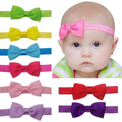 Elastic Baby Headbands for Girls, Hair Accessories, with Grosgrain Bowknot