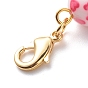 Valentine's Day Alloy Enamel Pendant Decorations Sets, Clip-on Charms, with Spray Painted Resin Beads & Brass Lobster Claw Clasps, for Keychain, Purse Ornament