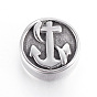 304 Stainless Steel Beads, Flat Round with Anchor