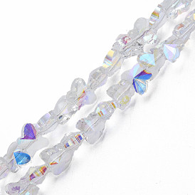Plaquent verre transparent perles brins, de couleur plaquée ab , demi-plaqué, facette, papillon