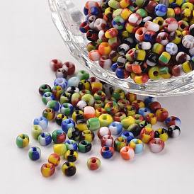 8/0 couleurs opaques suintent perles de verre, perles rondes de semences, 2.5~3x2~3mm, trou: 0.8 mm, environ 15000 pcs / 450 g