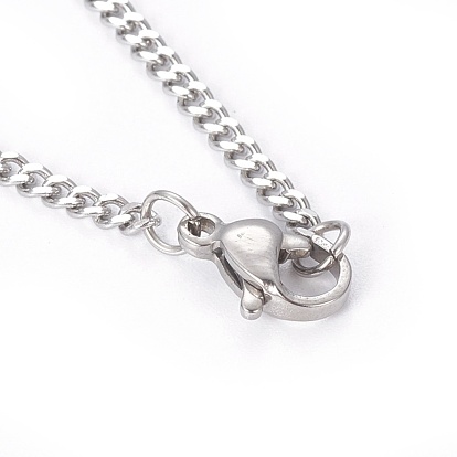 304 Stainless Steel Curb Chain Necklaces, with Lobster Clasps