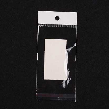 Sacs de cellophane de film de perle, matériel opp, scellage auto-adhésif, avec trou de suspension, 6 cm de largeur