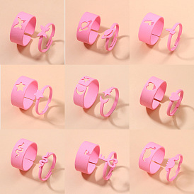 Romantic Pink Hollow Dolphin Animal Ring Set for Couples - Stackable, Unique Design