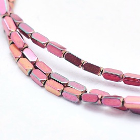 Electroplate Non-magnetic Synthetic Hematite Beads Strands, Vacuum Plating, Faceted, Cuboid
