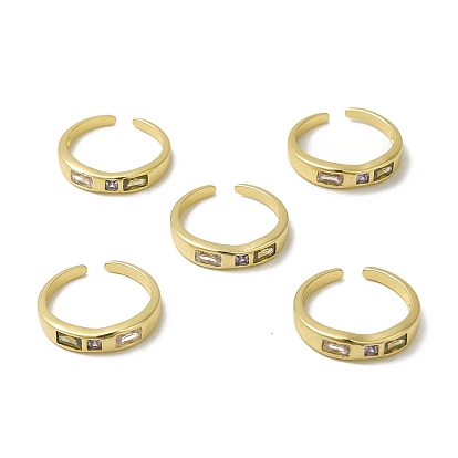Сиреневый кубический цирконий прямоугольное открытое кольцо-манжета, украшения из латуни для женщин, без кадмия, без никеля и без свинца